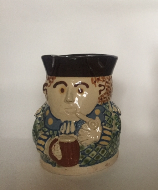 Uncle Toby Jug, with coloured decorative glazes (small)